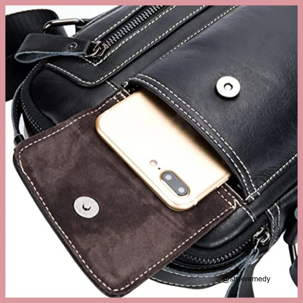 Genuine Leather Messenger Bag Crossbody Shoulder Bag for Business Travel